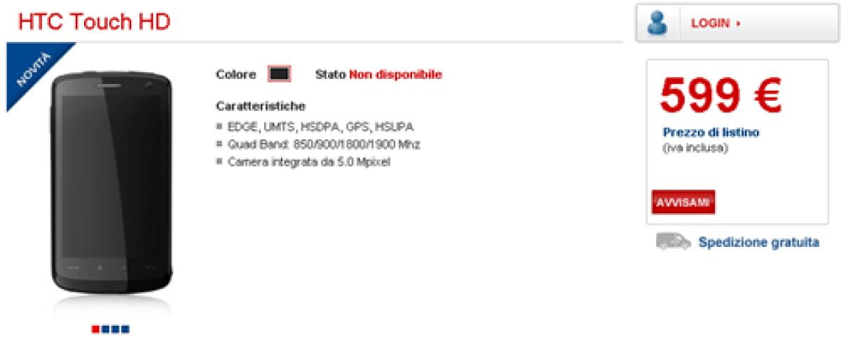 HTC Touch HD: arriverà in Italia a 599€ - 