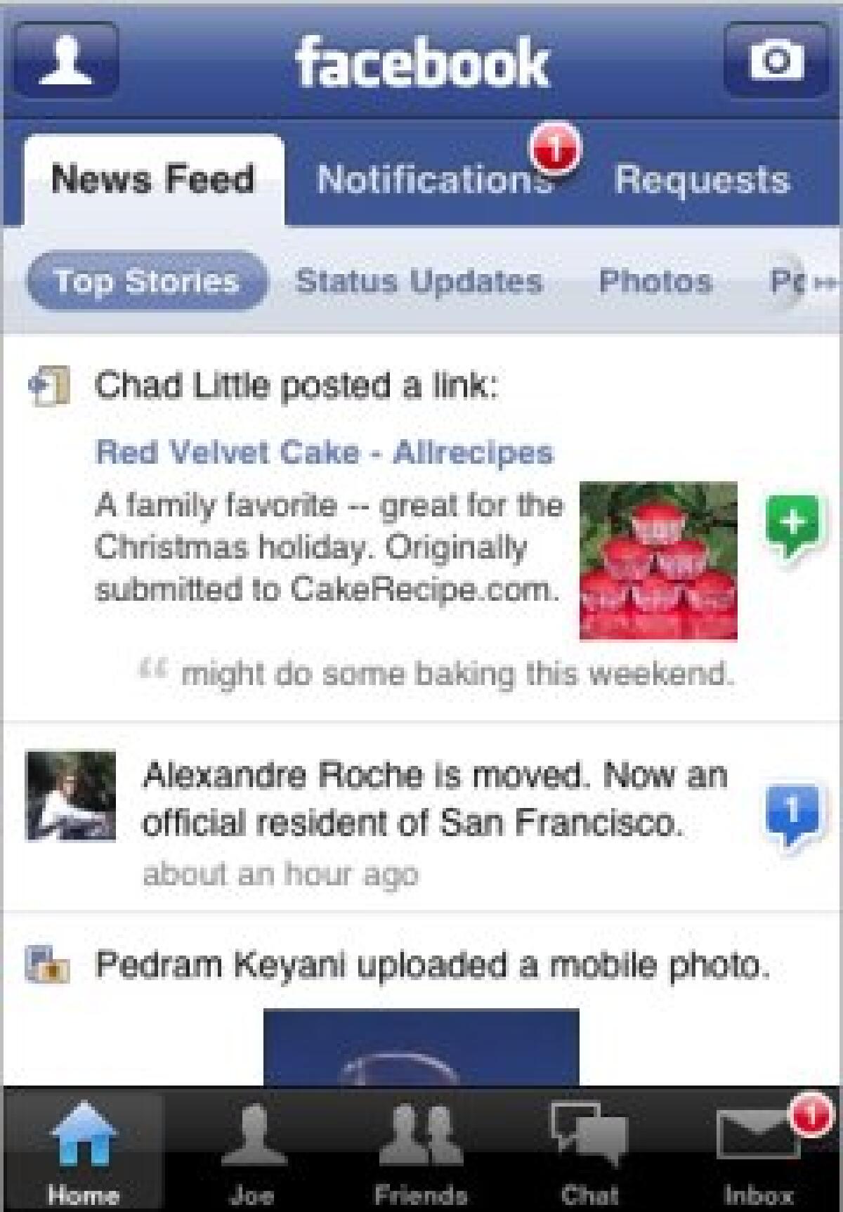 Facebook per iPhone e iPod Touch: update versione 2.1 - 