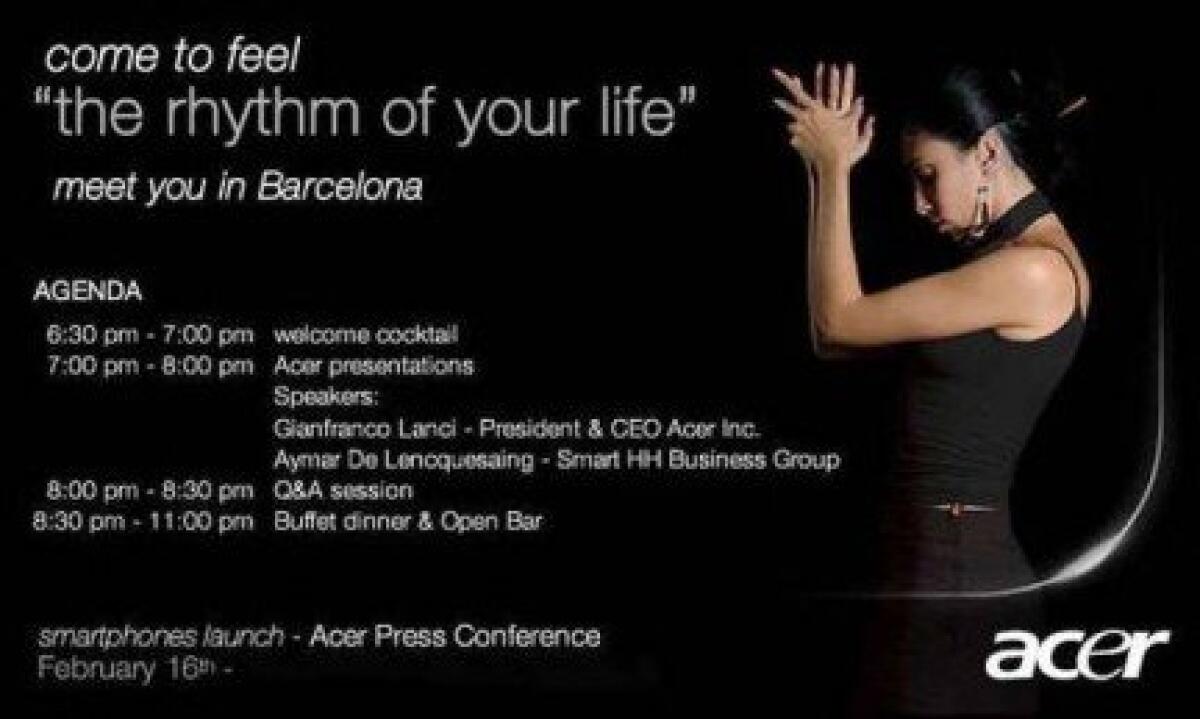 Acer: confermato lo smartphone per il Mobile World Congress - 