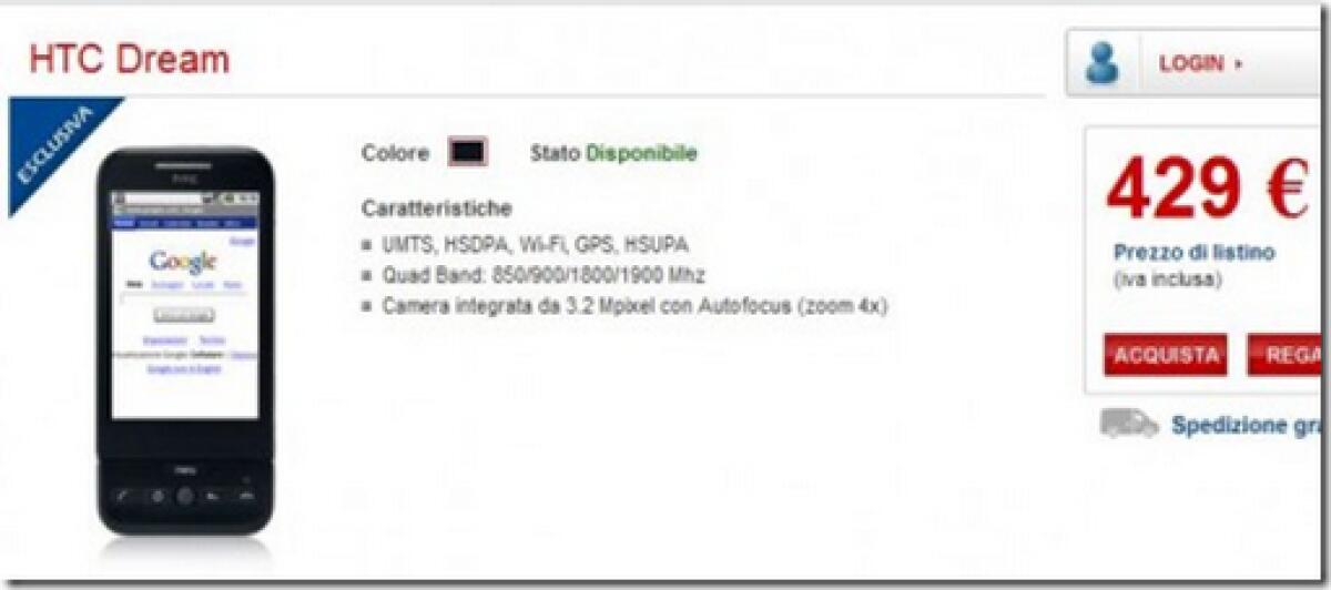 Tim: disponibile HTC Dream - G1 - 