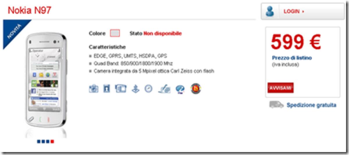 Nokia N97: con Tim a 599€ - 