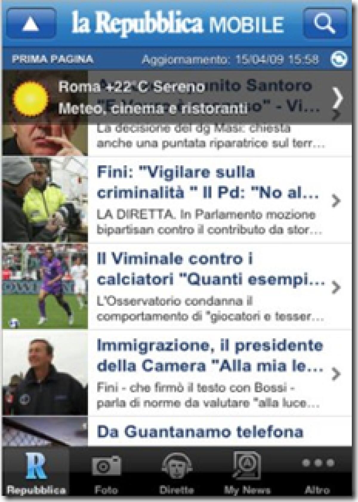 LaRepubblica: applicazione per iPhone ed iPod Touch - 