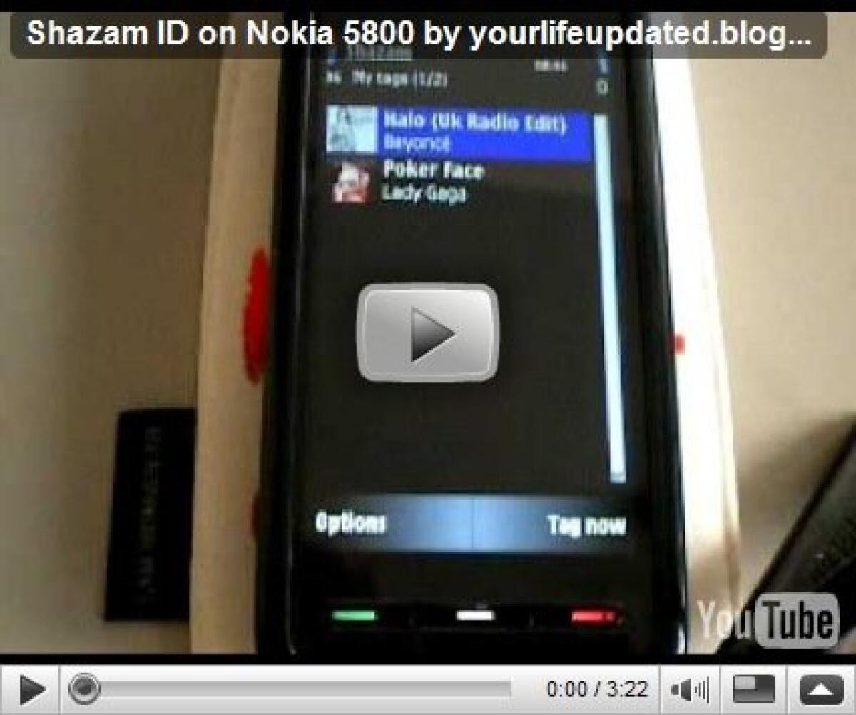 Shazam ID: video su Nokia 5800 - 