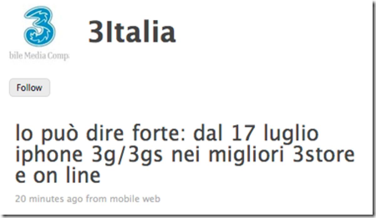 3 Italia: dal 17 Luglio iPhone 3Gs - 
