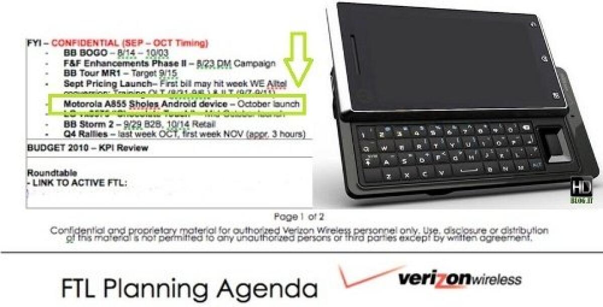 Motorola Sholes: in arrivo entro Ottobre - 