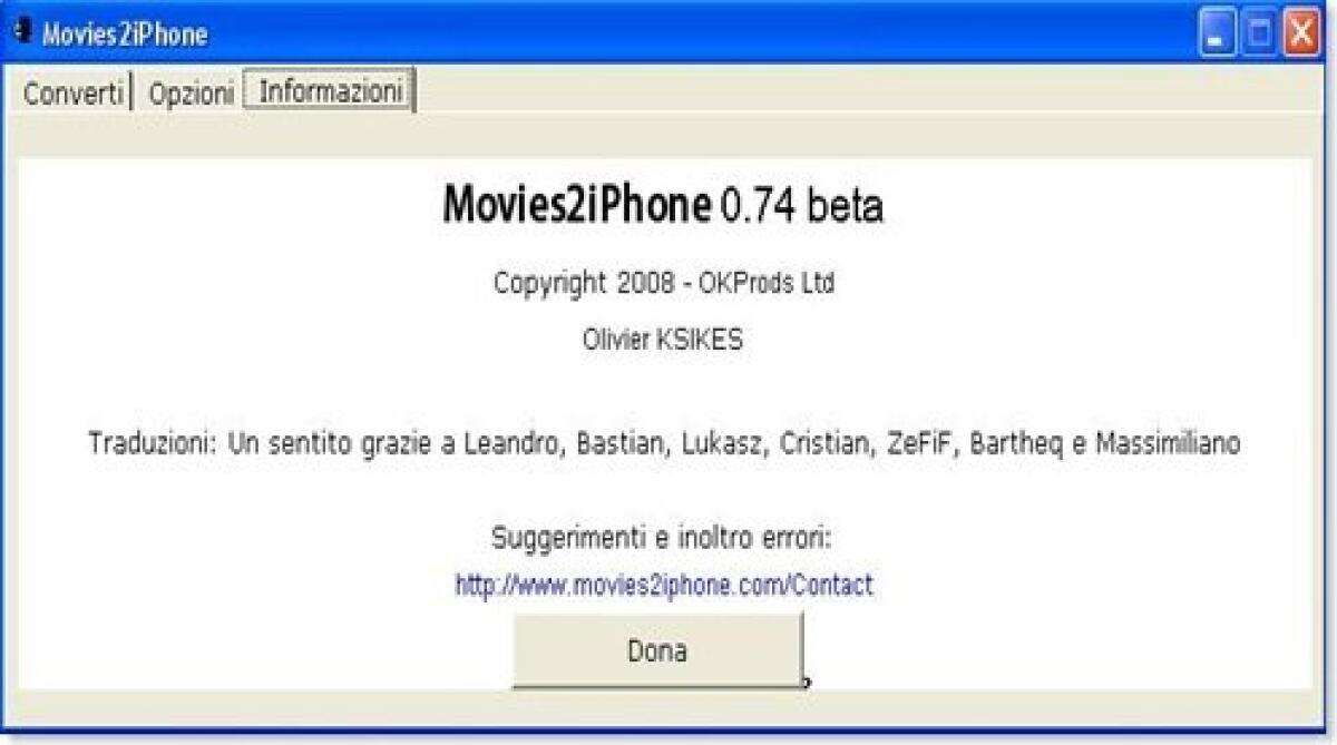 Movies2iPhone: convertire video per iPhone ed iPod Touch in formato .mp4 - 