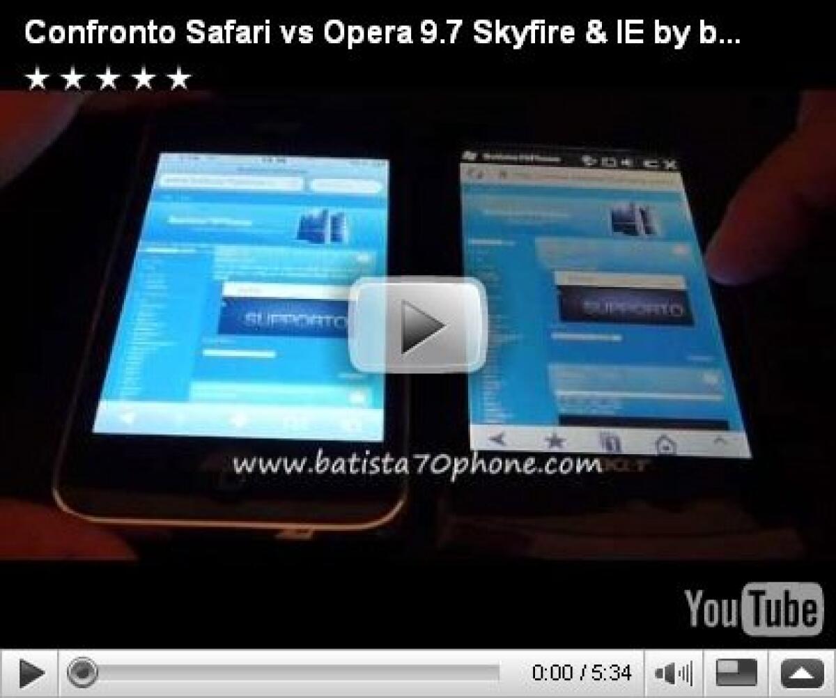 Confronto: Skyfire, Internet Explorer, Opera Mobile 9.7 e Safari sotto sforzo! - 