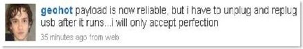 [AGGIORNATO]GeoHot comunica su twitter che è riuscito ad eseguire il jb anche sull'ultimo FW 3.1.2 - 