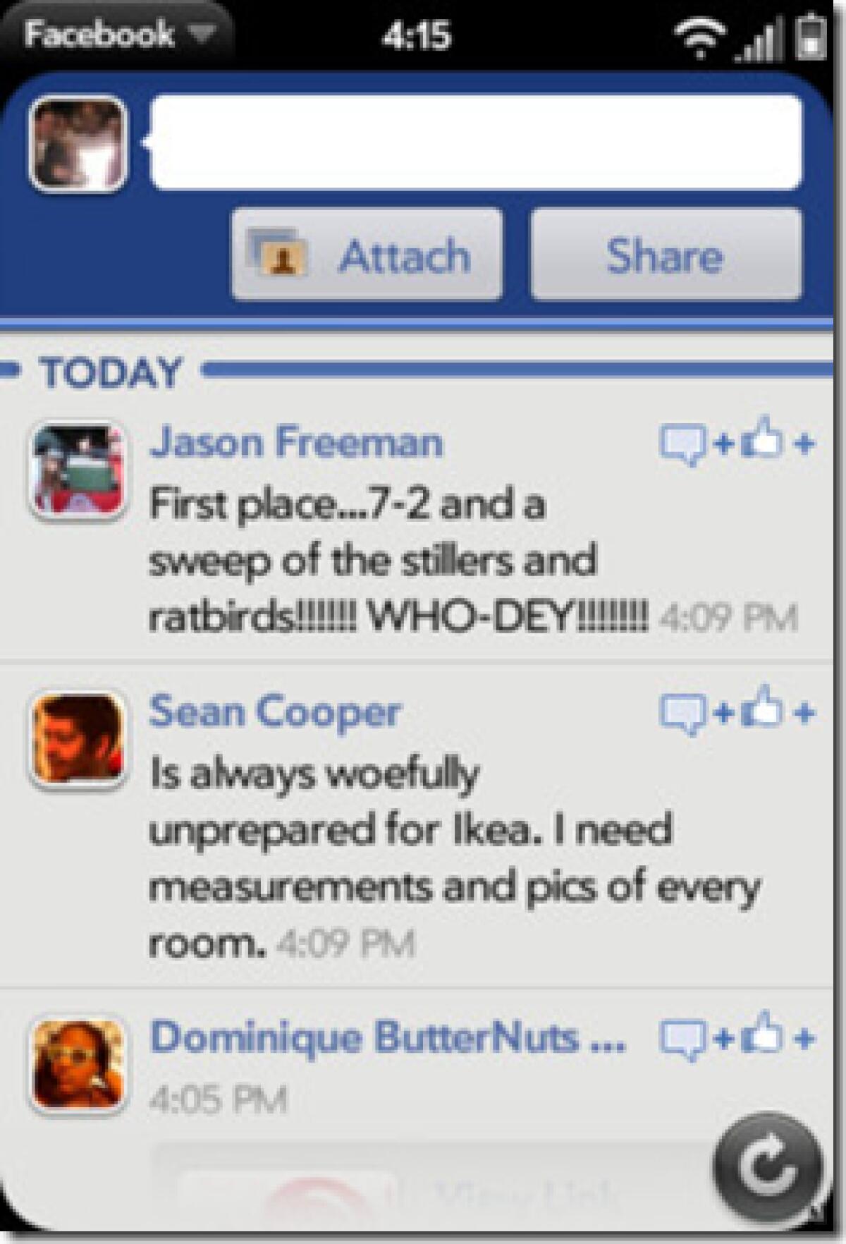 Palm Pre e WebOS: ecco l’applicazione di Facebook Ufficiale - 