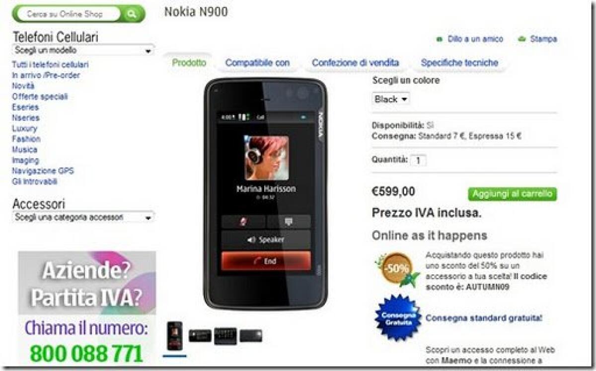 Nokia N900: disponibile anche sullo Shop Online - 