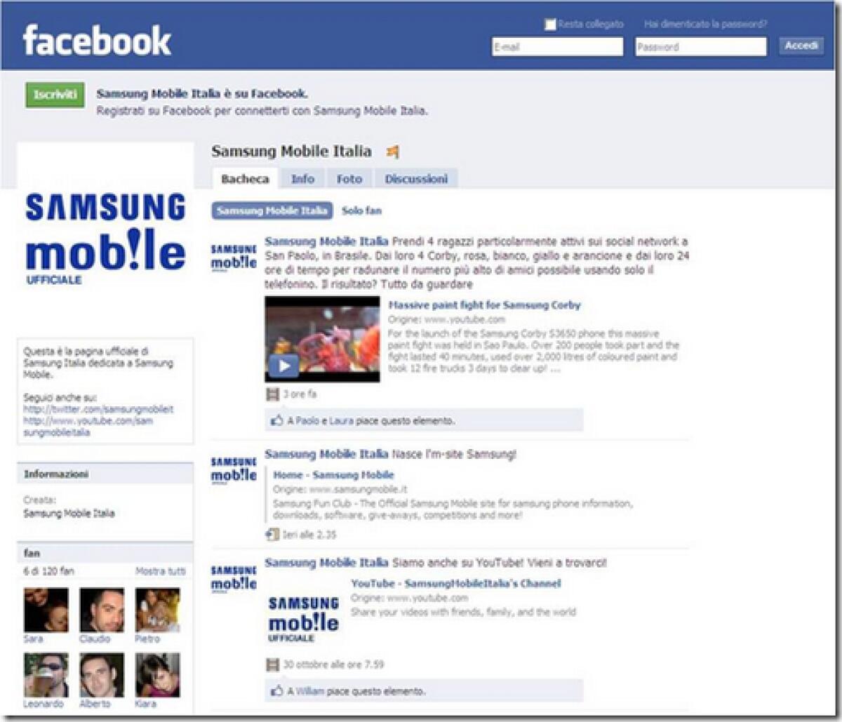 Samsung: online la pagina di Facebook e YouTube - 