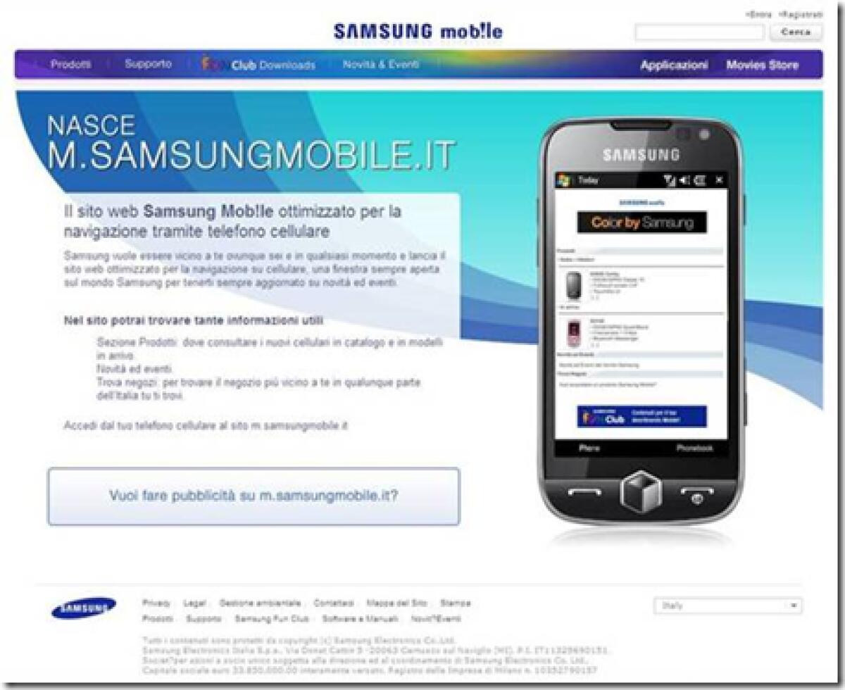Samsung: nasce m.samsungmobile.it - 