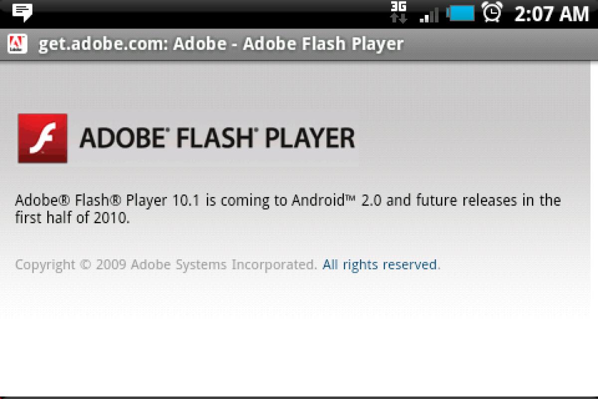 Flash Player sarà disponibile solo su Android 2.0 - 
