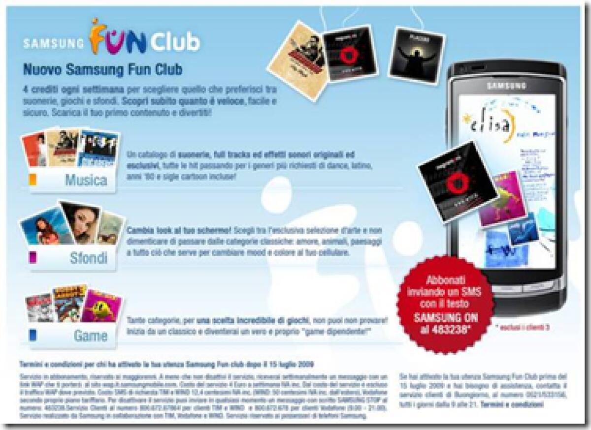 ISCRIVERSI AL SAMSUNG FUN CLUB ORA È UN’ALTRA MUSICA! - 