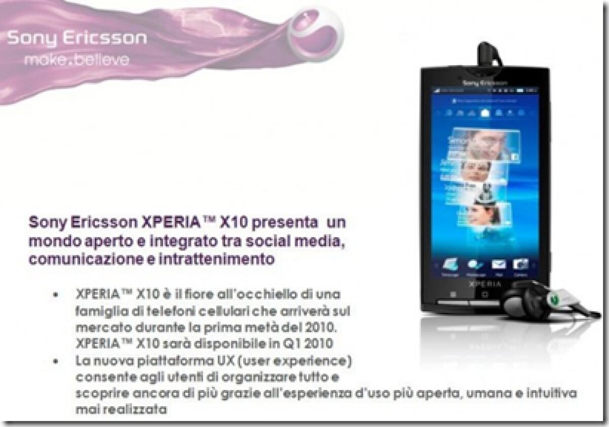 Sony Ericsson Xperia X10: altri video di presentazione e scheda tecnica ufficiale - 