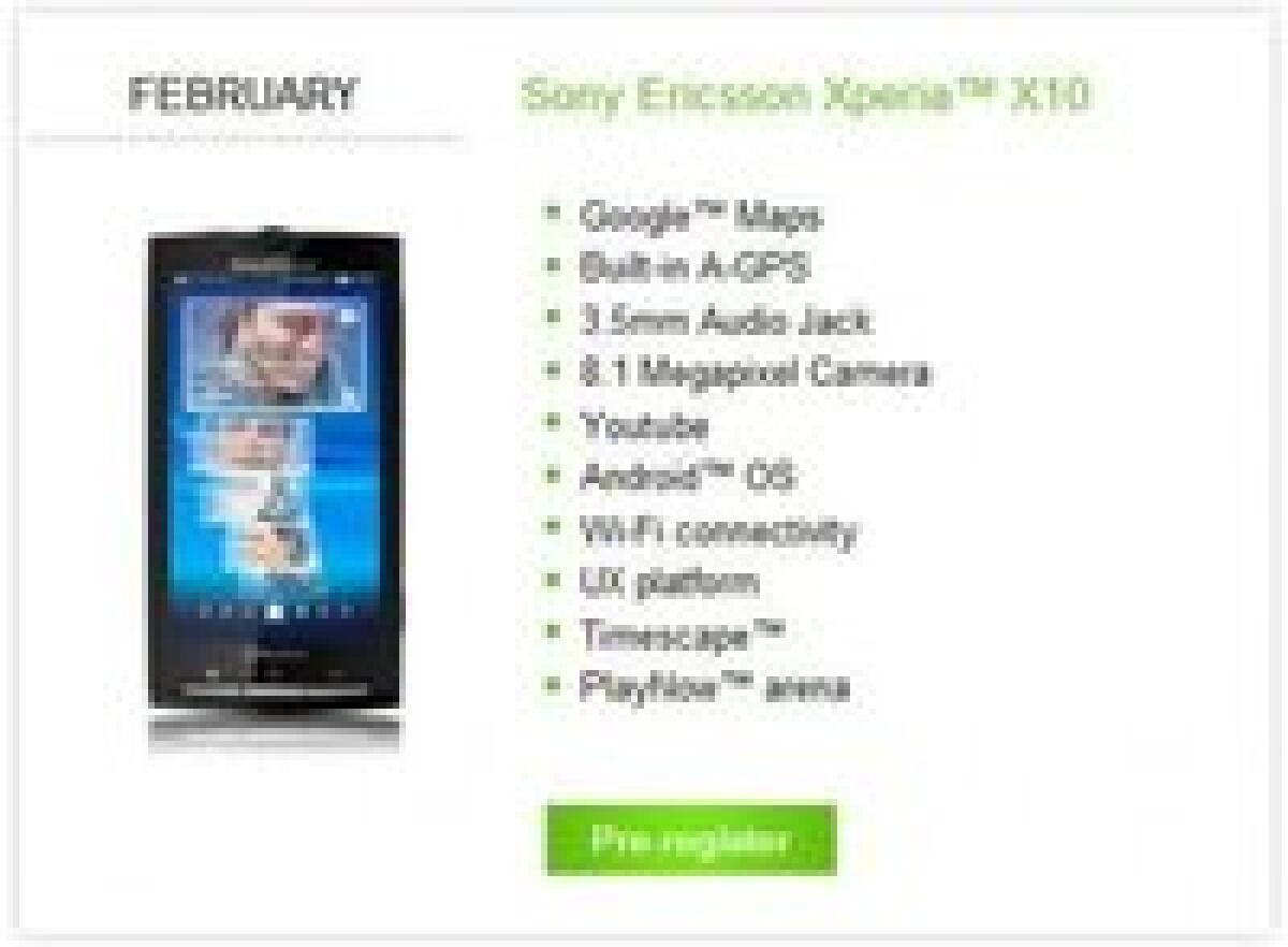 Sony Ericsson Xperia X10: disponibile dal 10 Febbraio 2010 - 