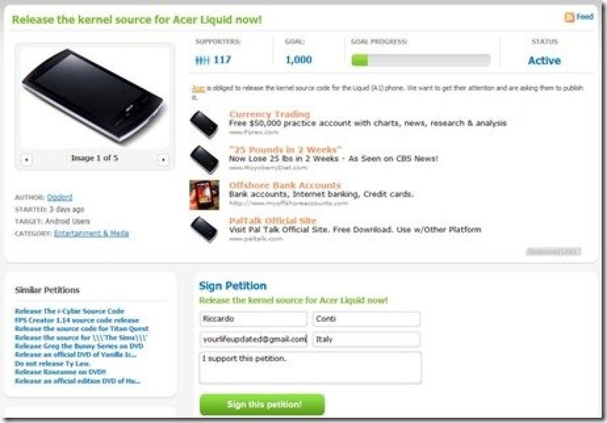 Acer Liquid: firma la petizione per il rilascio del kernel - 