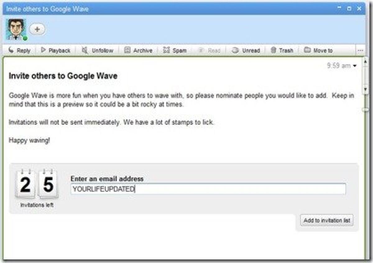 Natale con YourLifeUpdated #2: 10 inviti per Google Wave - 