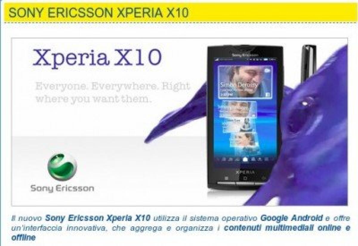 Sony Ericsson Xperia X10: in arrivo da Euronics - 