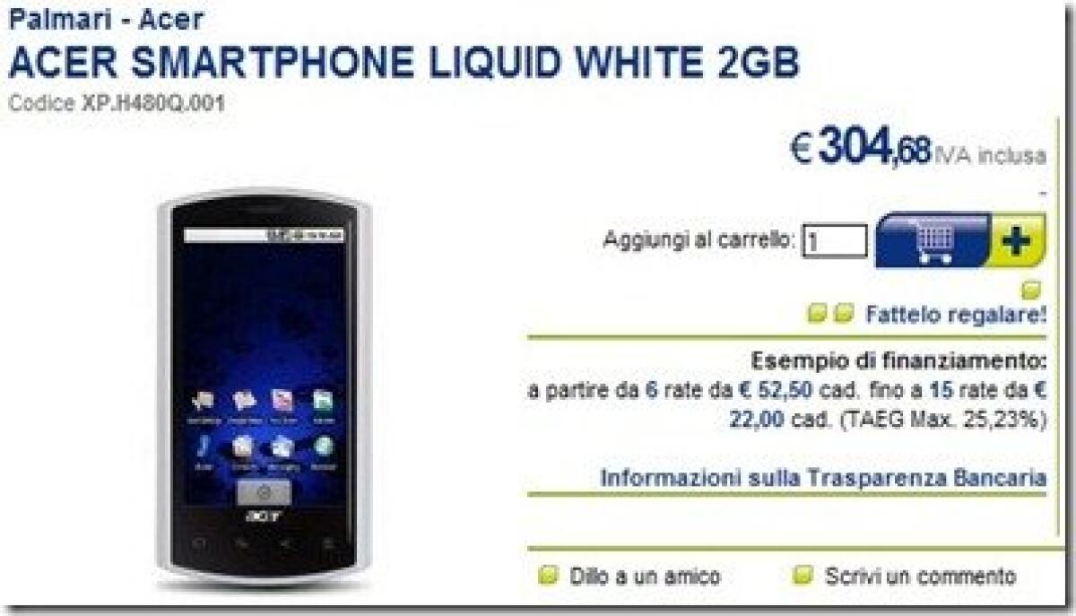 Acer Liquid: dove acquistarlo al prezzo più basso - 