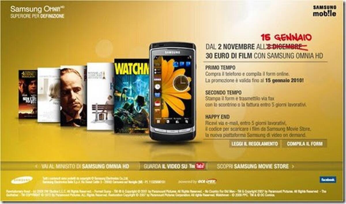 Natale Samsung – Omnia HD con 30€ di film per il Movies Store - 