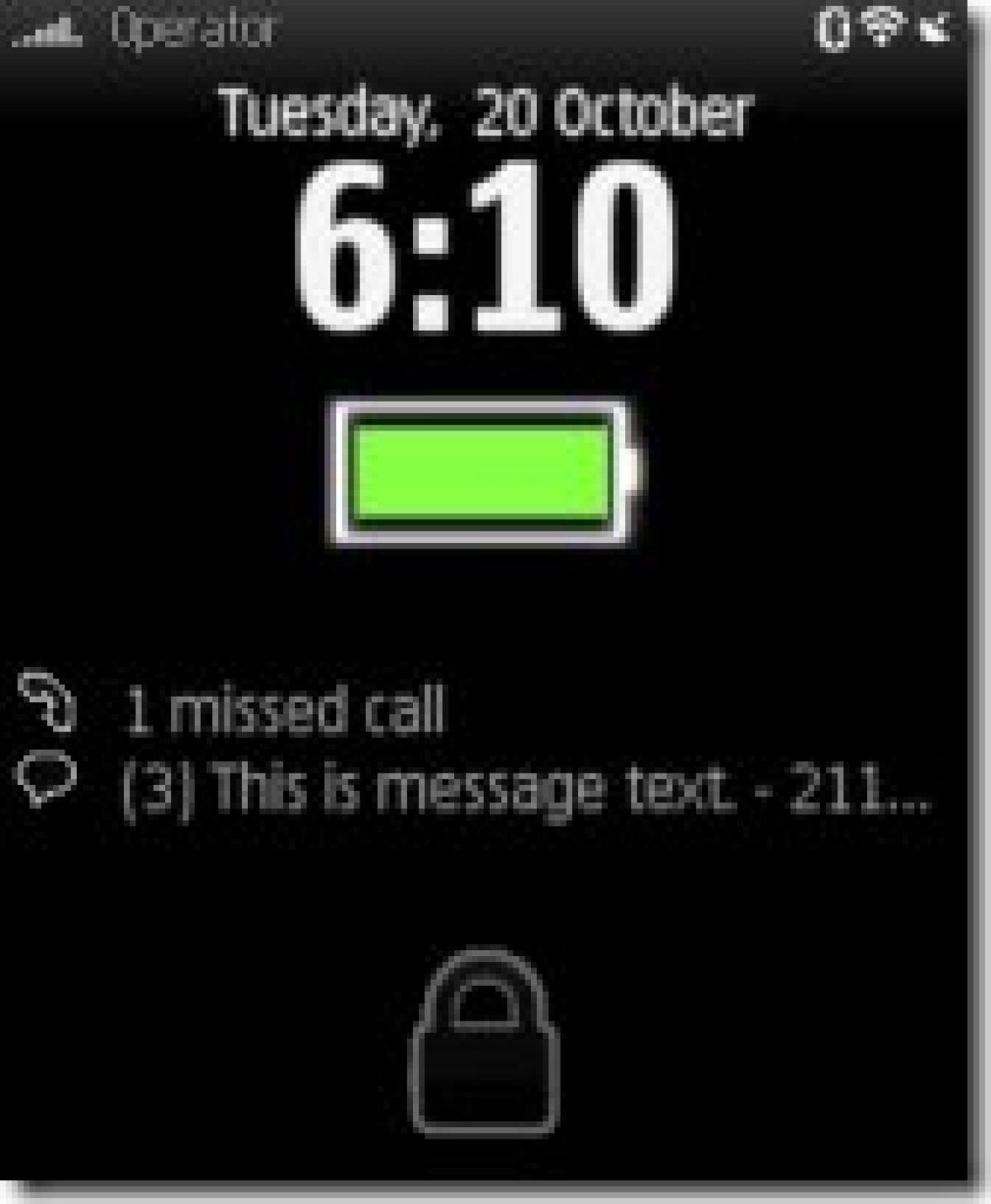 Digitalfootmark Lock Screen v0.9.50: lockscreen alternativa per Symbian - 