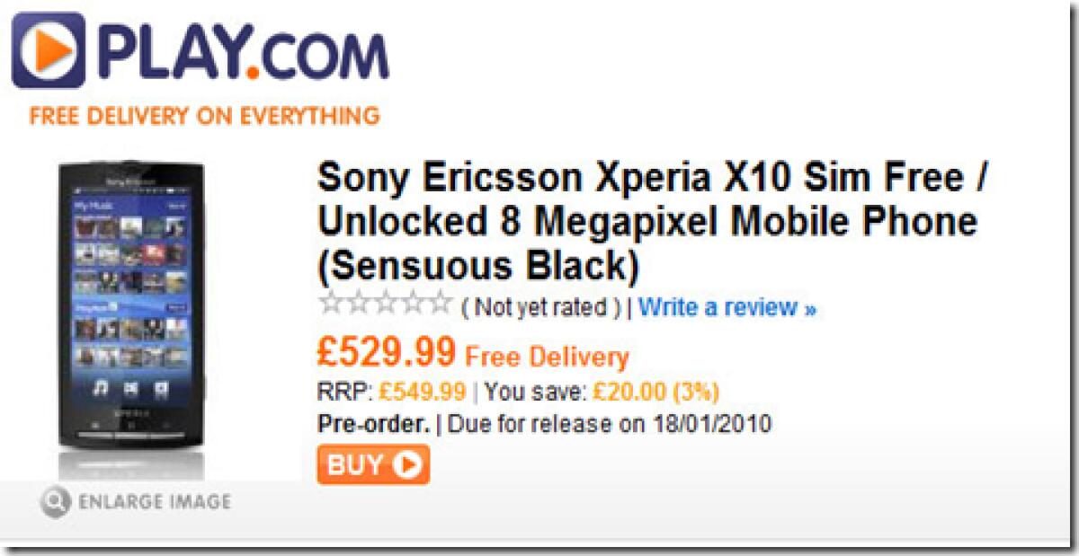 Sony Ericsson Xperia X10: in vendita dal 18 Gennaio! - 