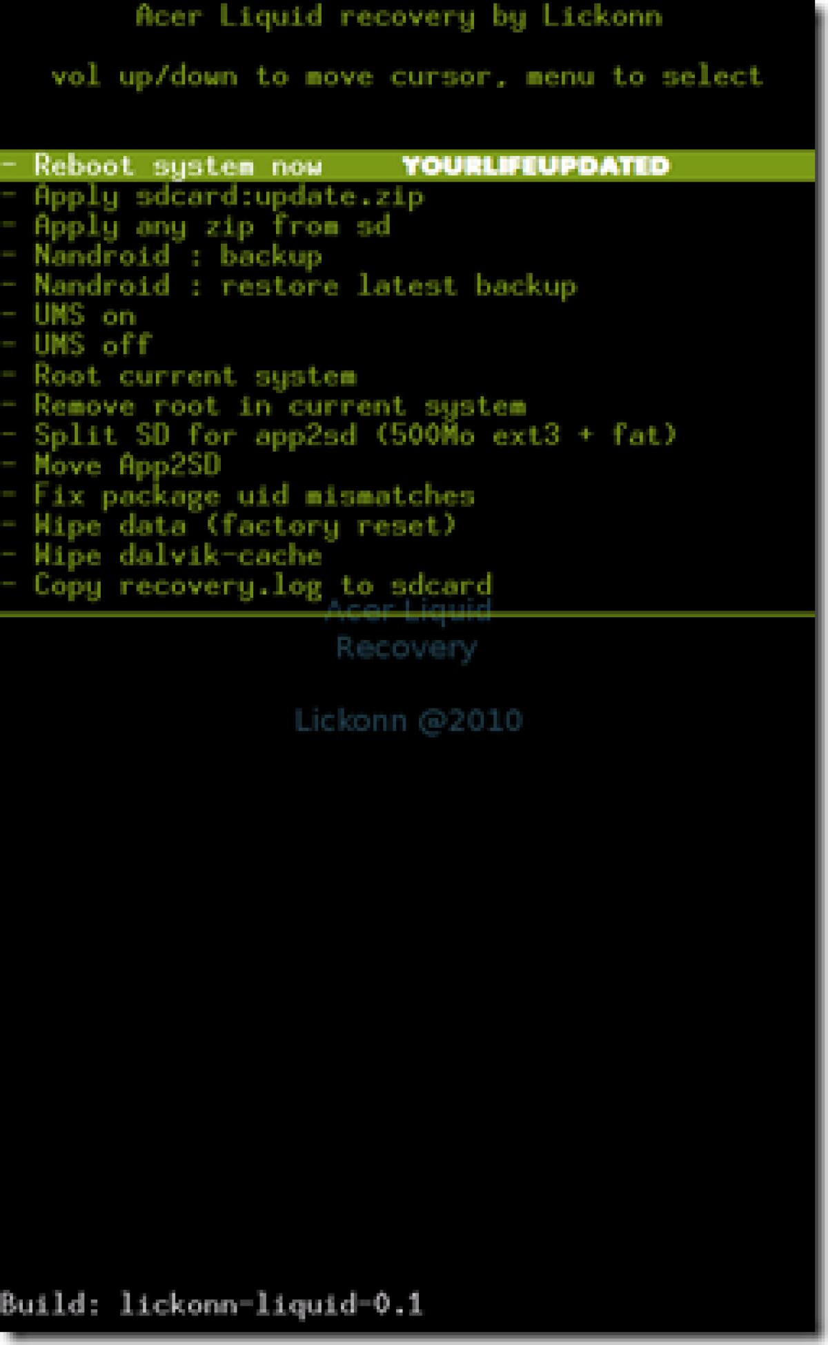 Acer Liquid: ecco la recovery modificata + guida per installarla - 
