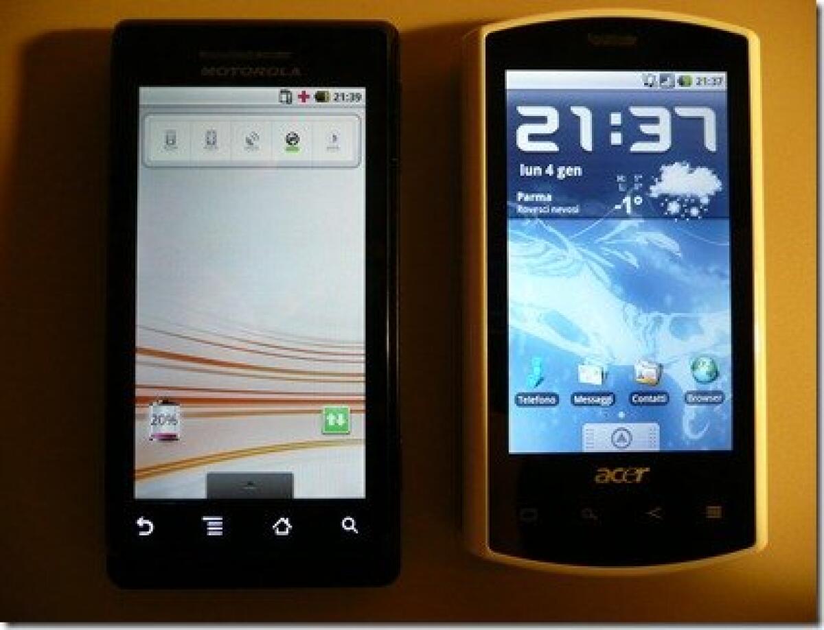 Motorola Milestone Vs Acer Liquid: benchmark test - 