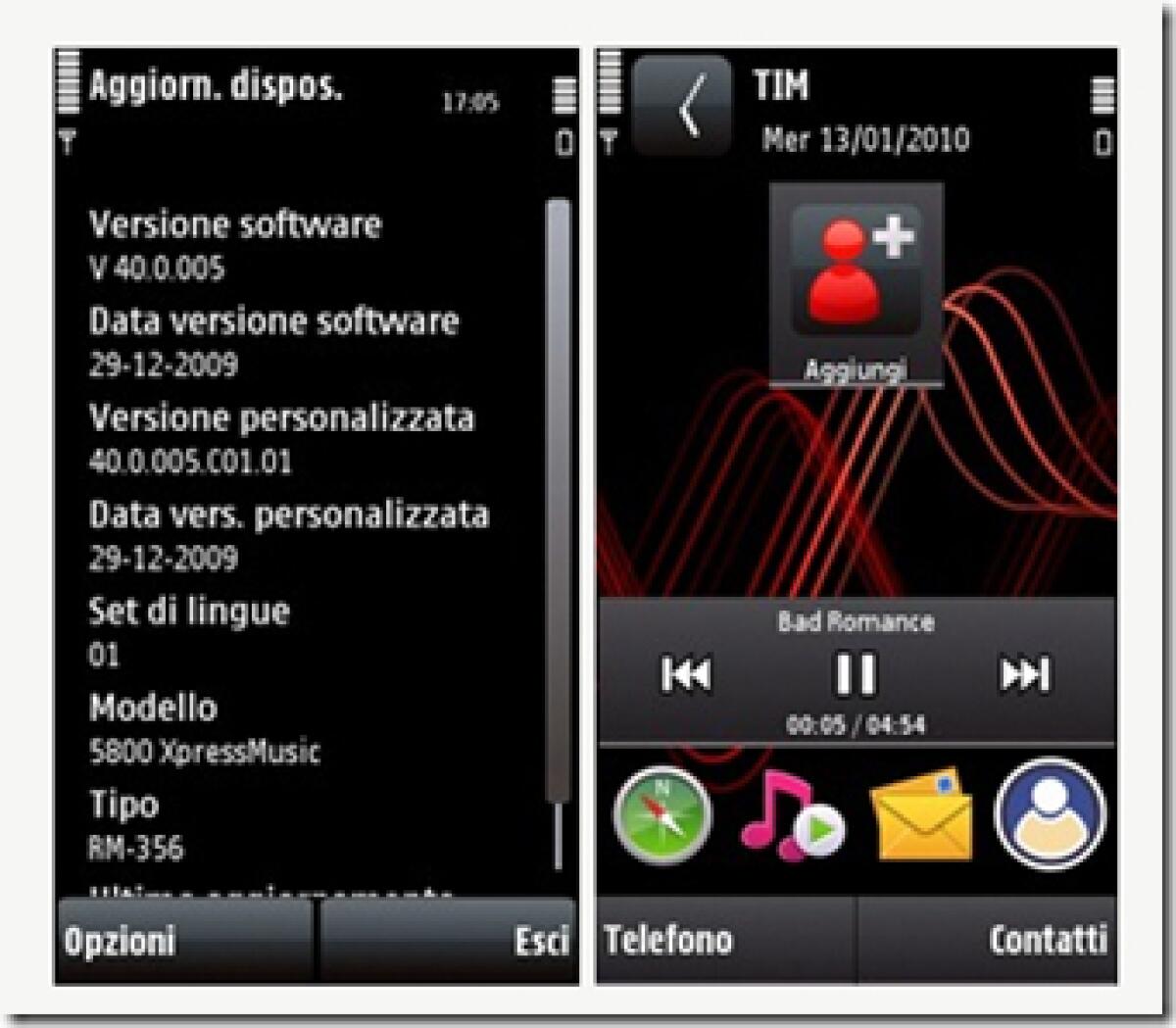 Nokia 5800: tutti i dettagli sul nuovo firmware 40.0.005 - 