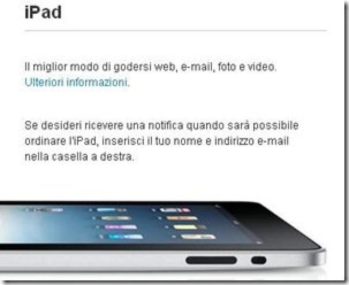 Servizio Apple per essere avvisati sulla disponibilità dell’iPad - 