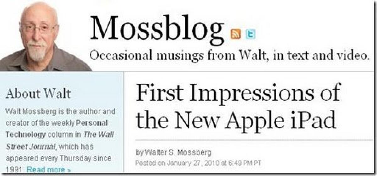 Walt Mossberg recensisce l’iPad - 