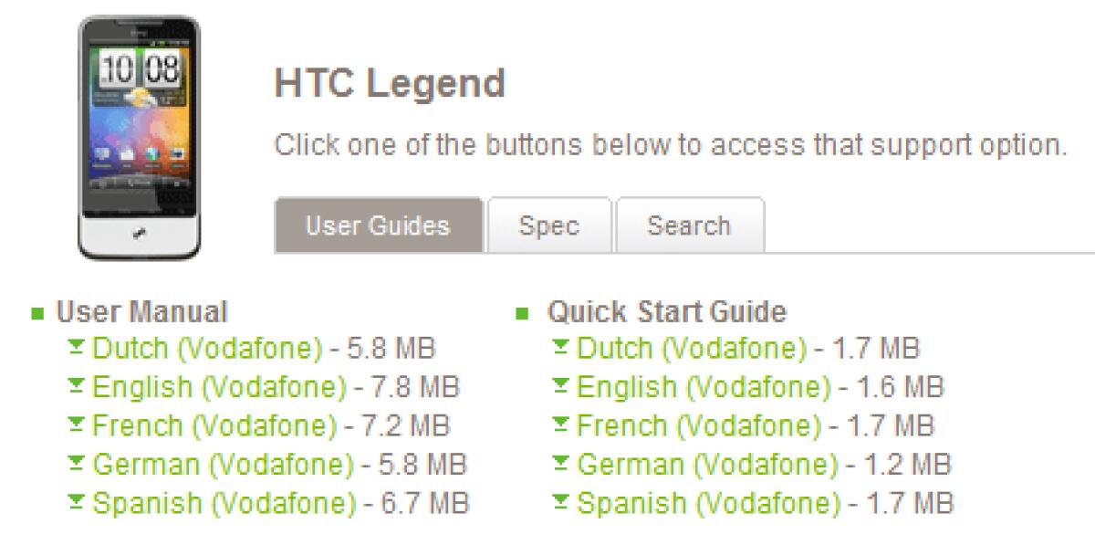 HTC Legend: ecco il manuale utente - 