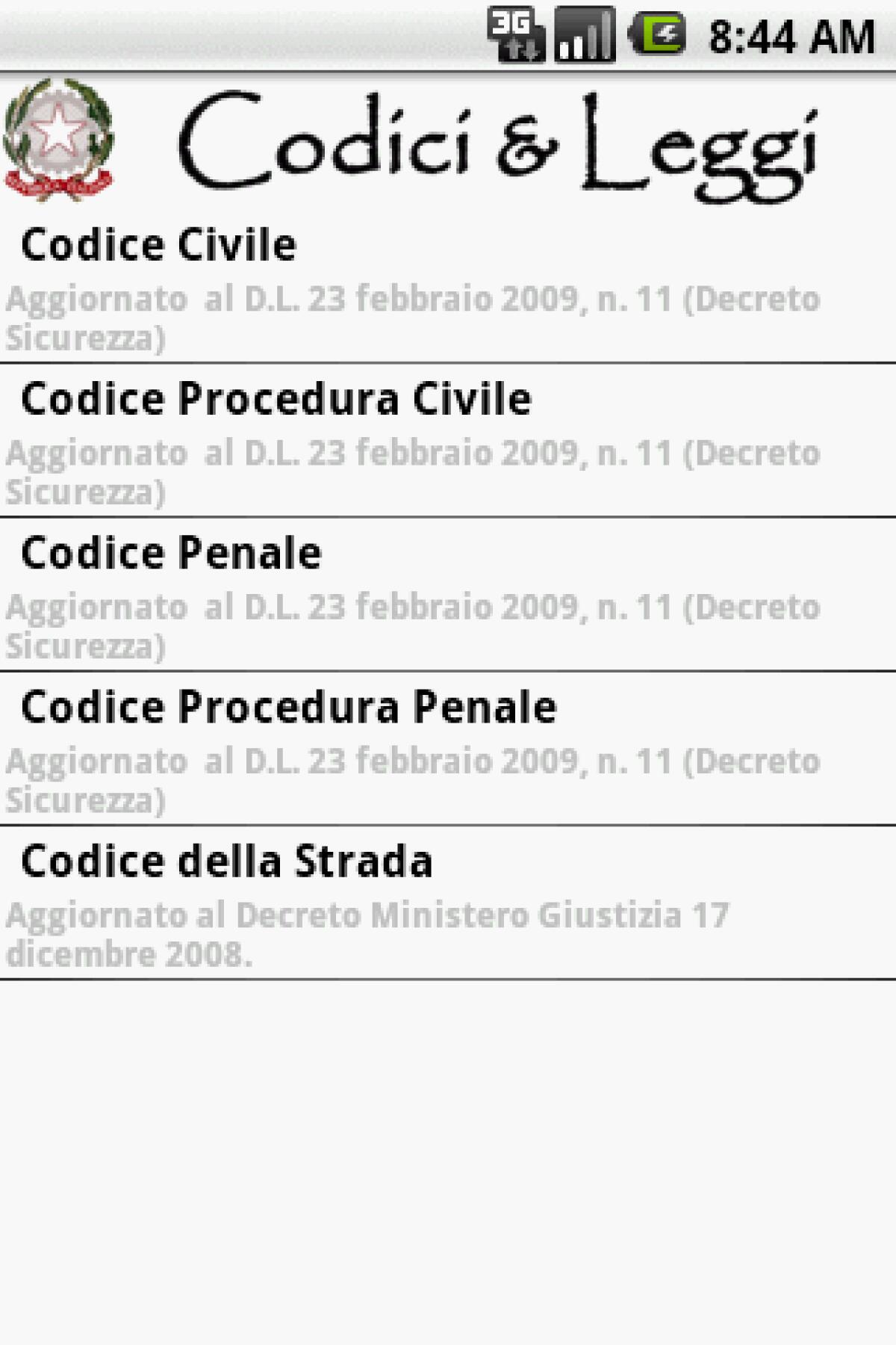 Codici e Leggi Italiane: disponibile il programma per Android - 