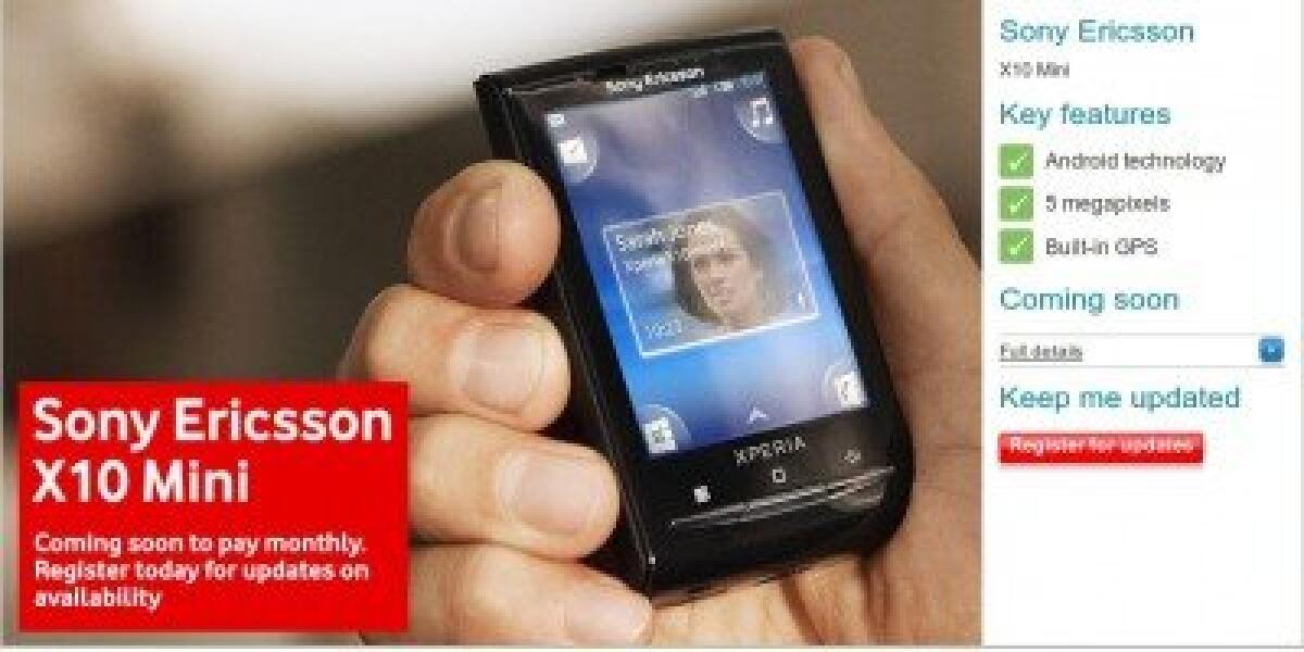 Vodafone UK: arrivano Sony Ericsson Xperia X10 Mini e Samsung Galaxy S - 