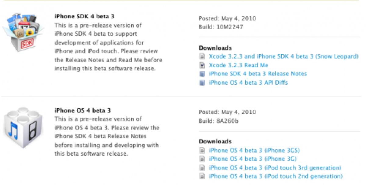 Apple: disponibile firmware 4.0 beta 3 per iPhone ed iPod Touch - 