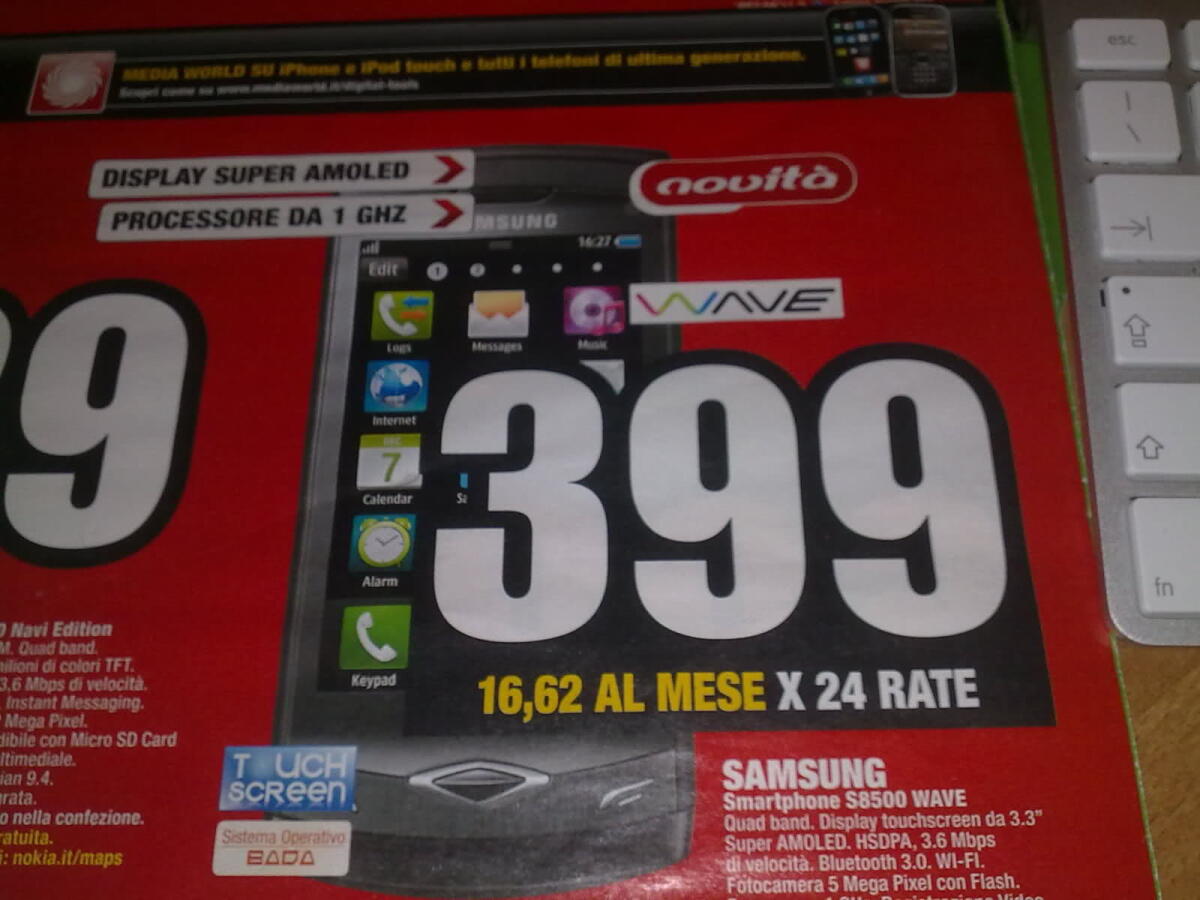 Samsung Wave con Bada OS arriva da Mediaworld a 399€ - 