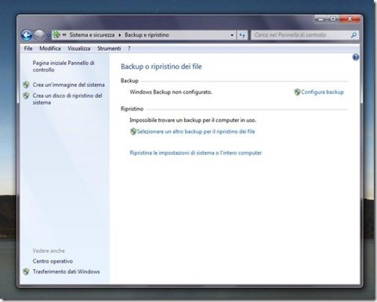 Creare Backup Windows 7 - 