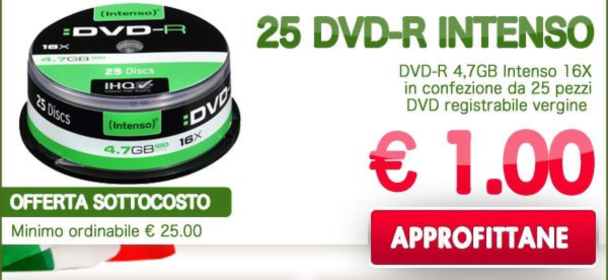 25 DVD-R INTENSO a €.1,00 OFFERTA SOTTOCOSTO - 