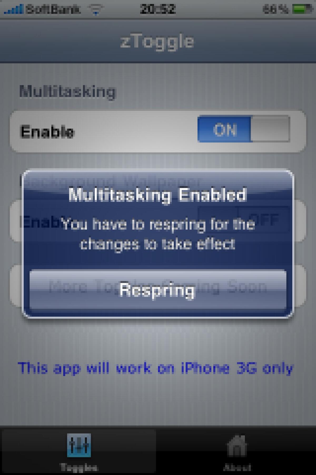 zToggle: Multitasking e Sfondi Personalizzati arrivano su iPhone 3G in un click - 
