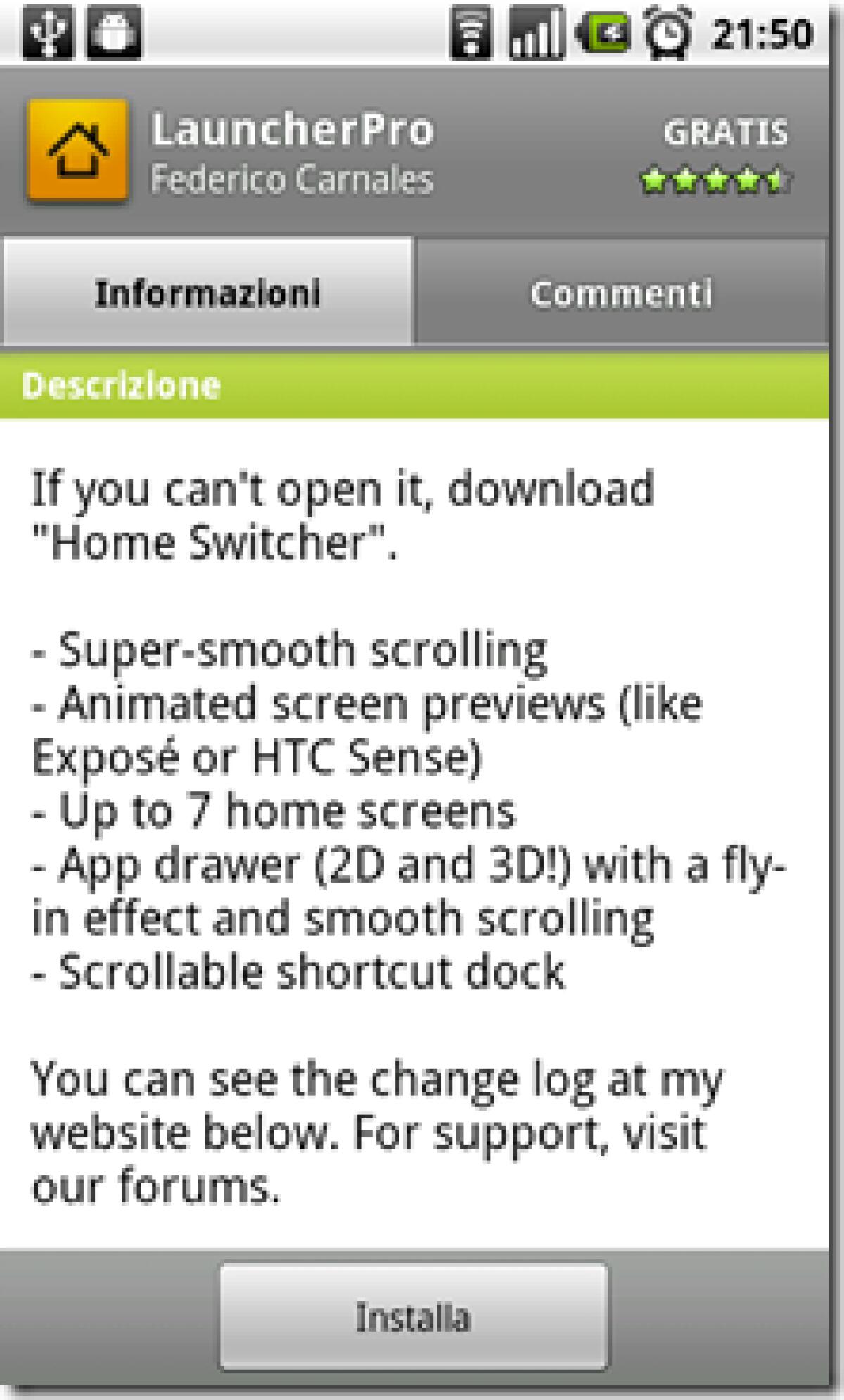LauncherPro per Android: update 0.7.9 - 
