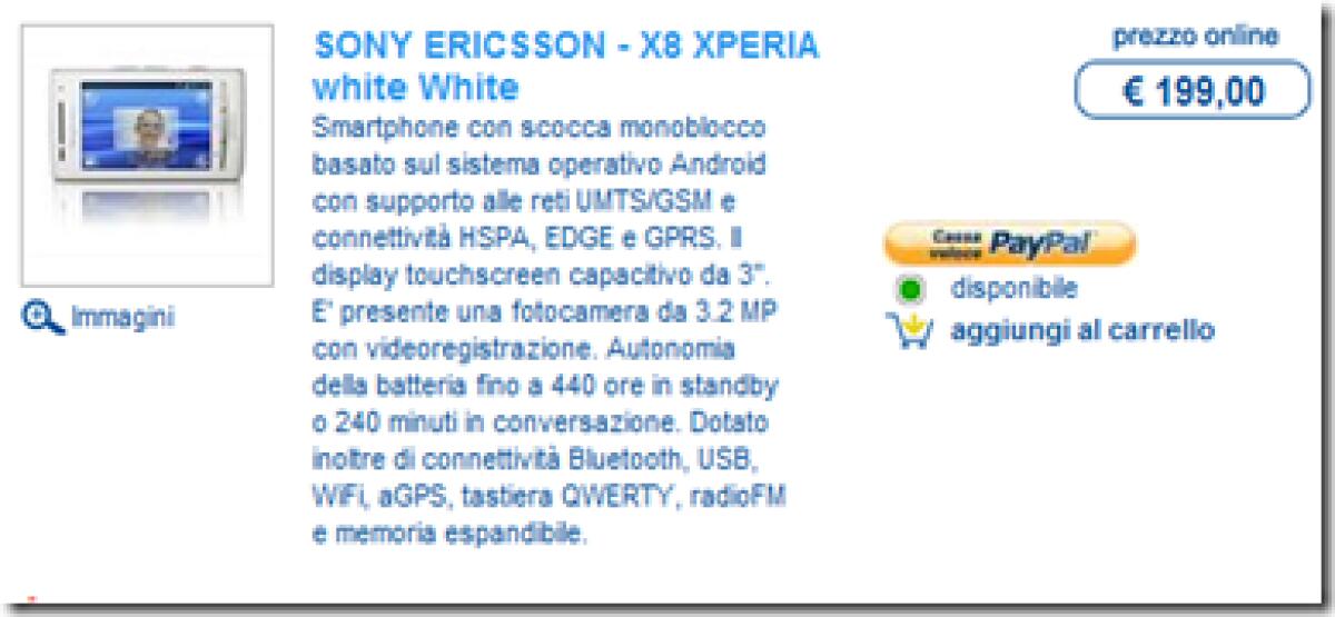 Sony Ericsson Xperia X8 e HTC Desire HD in arrivo da Euronics - 