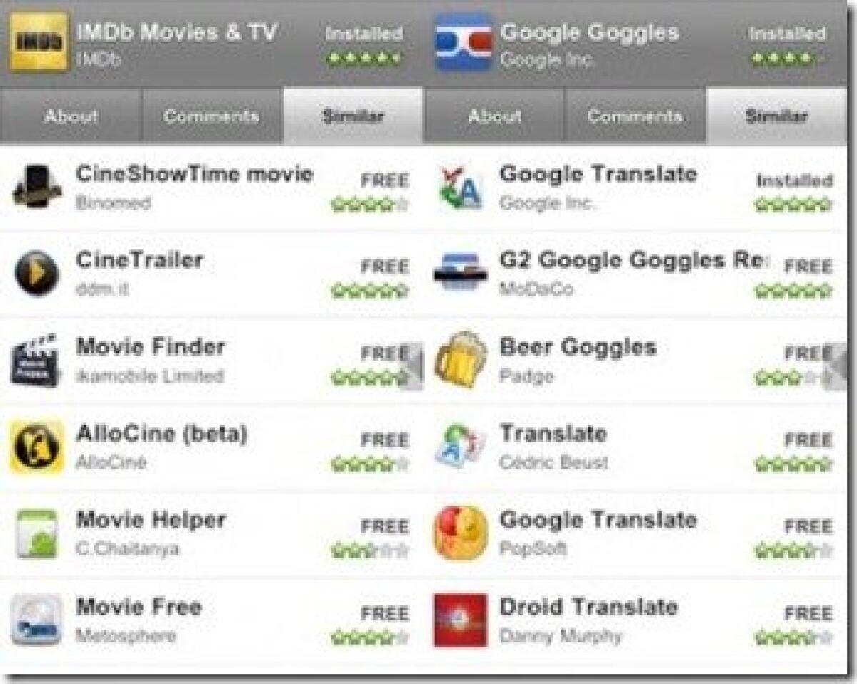 Android Market: arriva il tab Similar - 