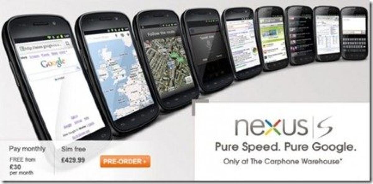 Nexus S, da Carphone Warehouse a 500€ - 