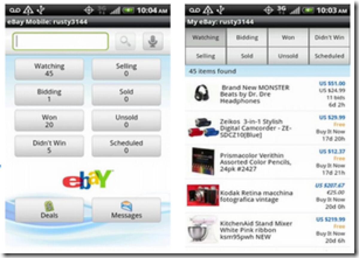 Ebay ed Ebay annunci arrivano su smartphone Android - 