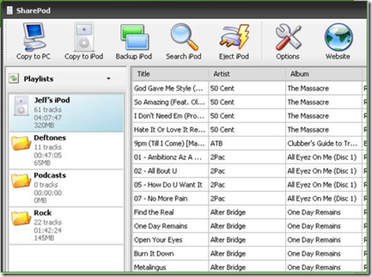 SharePod: trasferire, copiare, cancellare musica e canzoni mp3 da iPod e iPhone senza iTunes - 