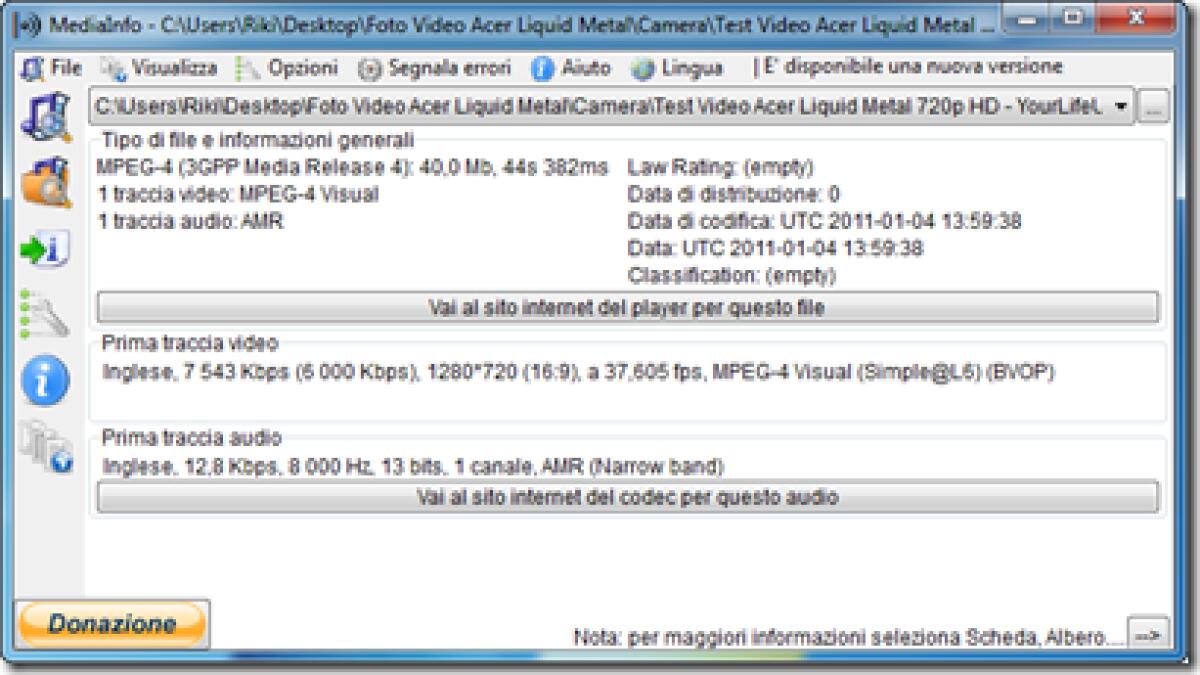 Come gira i video Acer Liquid Metal - 