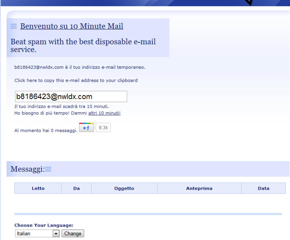 Creare un indirizzo email temporaneo con 10minutemail - 