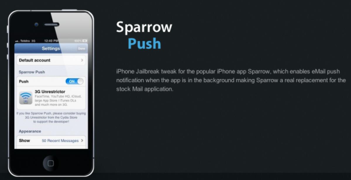 Sparrow Push: il tweak che abilita le notifiche push su Sparrow. [CYDIA] - 