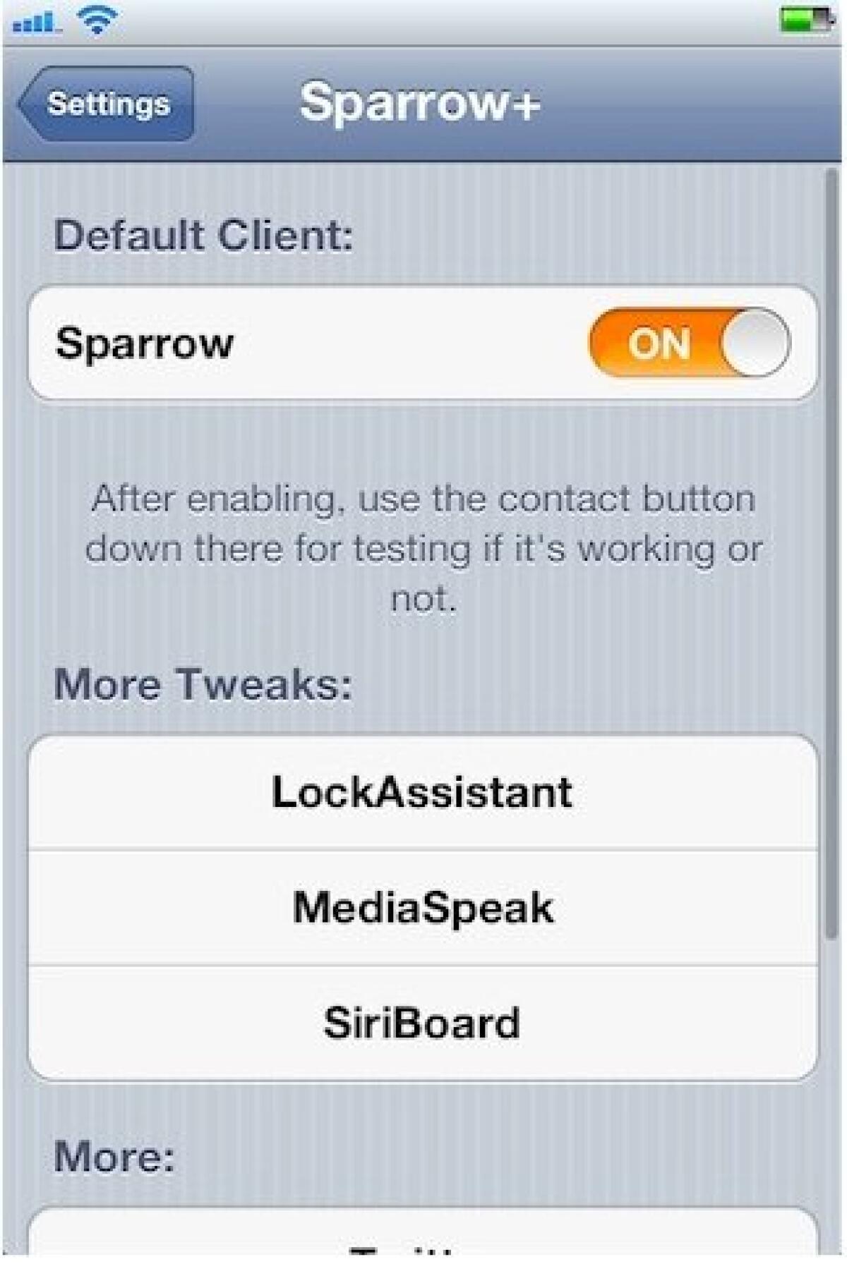 Sparrow+: per rendere Sparrow client predefinito di posta. [CYDIA] - 